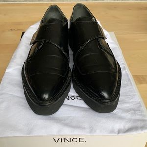 Slick, black, leather Vince, shoes